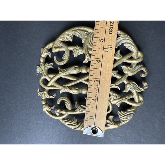 Vtg Solid Brass Trivet 1950 Colonial Williamsburg VA Metalcrafters Cypher CW1014 - Picture 6 of 6